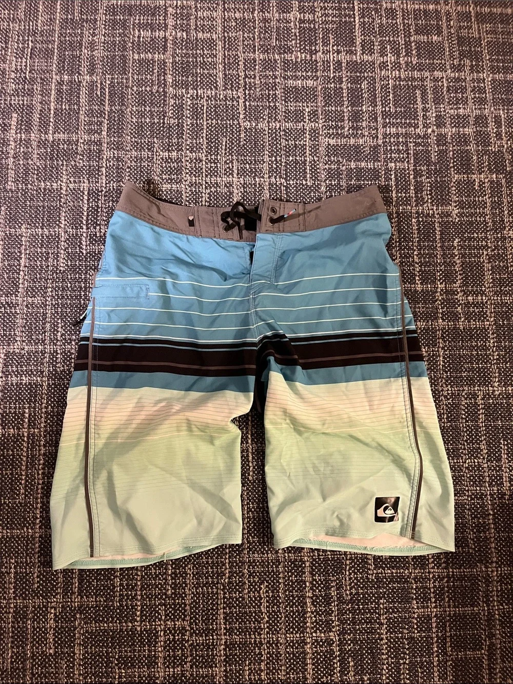 Quiksilver Blue Mint Gradient Stripe Kids Swim Trunks